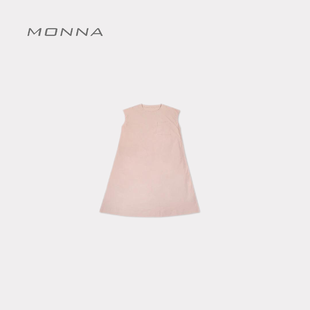 NANNAN  棉麻背心裙 棉麻纯色圆领极简背心连衣裙 YLM001057