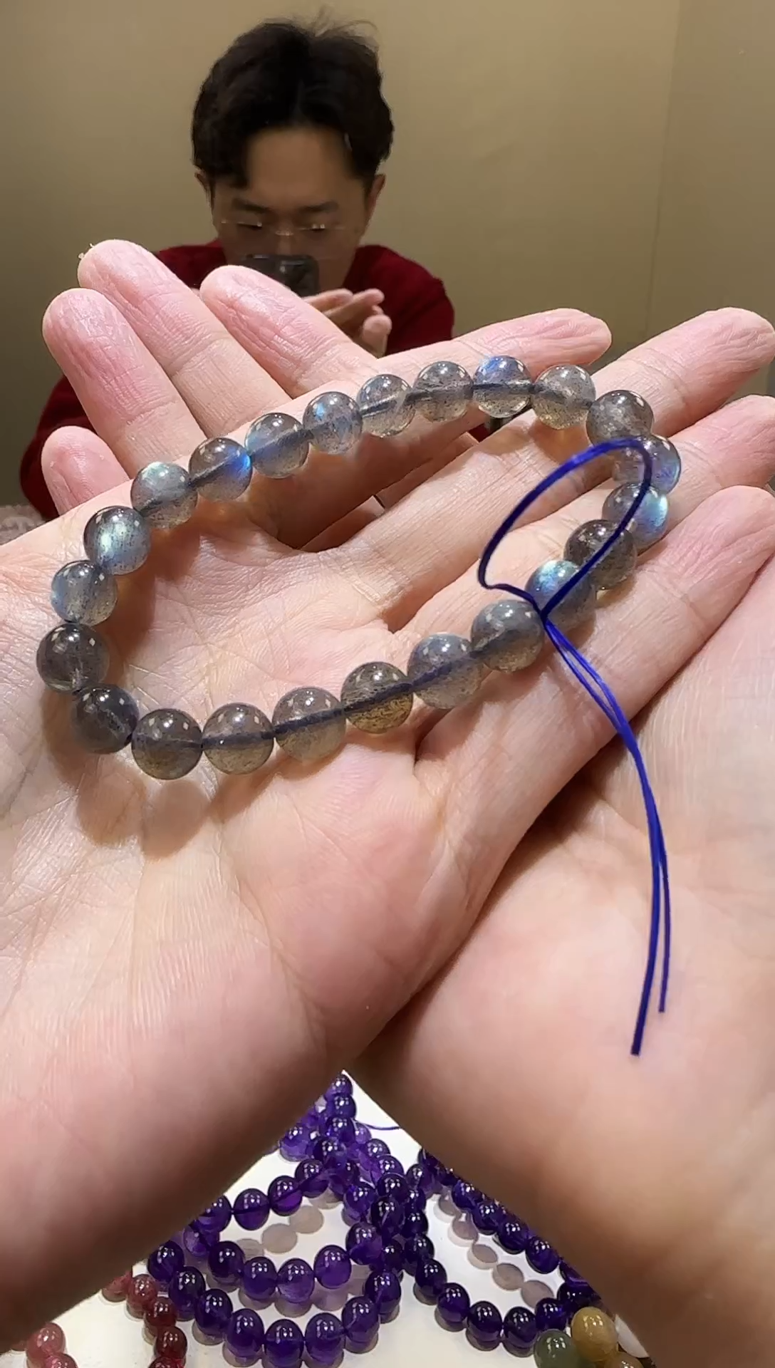 【闪购商品】拉长石手链未镶嵌黑体灰月光8