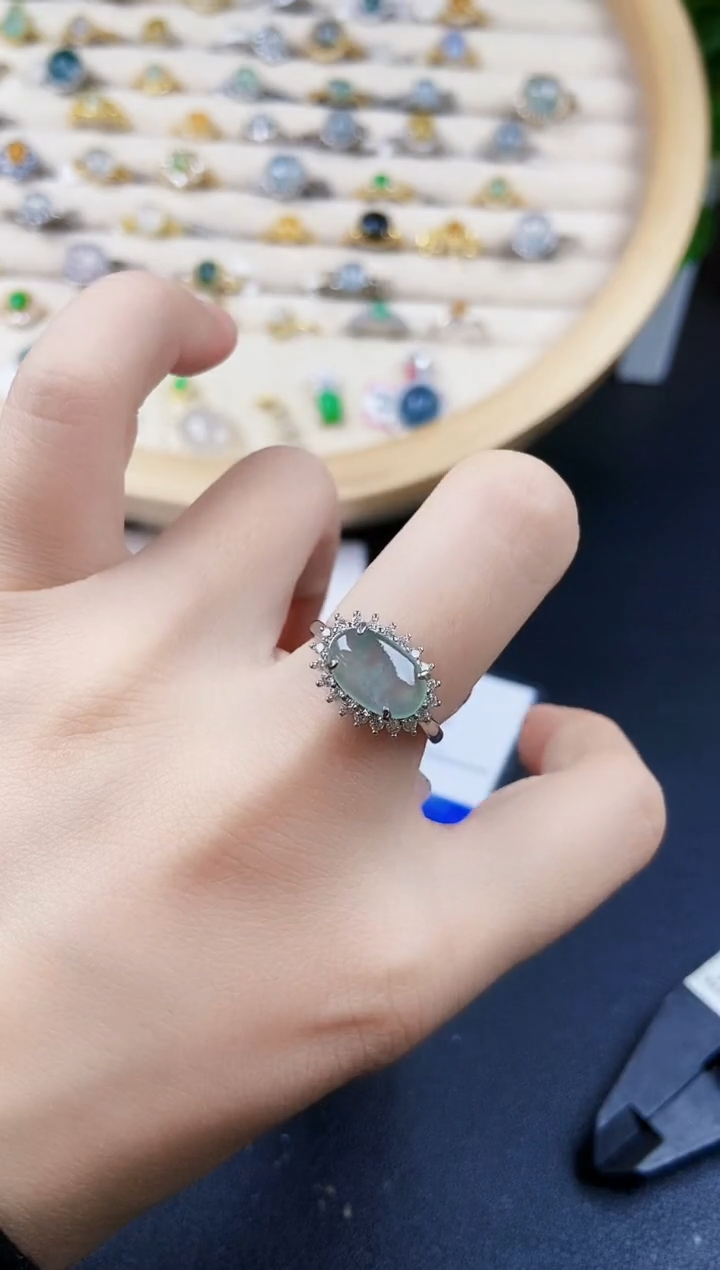 【闪购商品】翡翠戒指银S925镶嵌65464