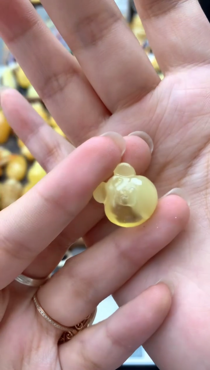 未镶嵌琥珀珠宝奇石040琥珀蜜蜡花粉有纹小坑介意勿拍