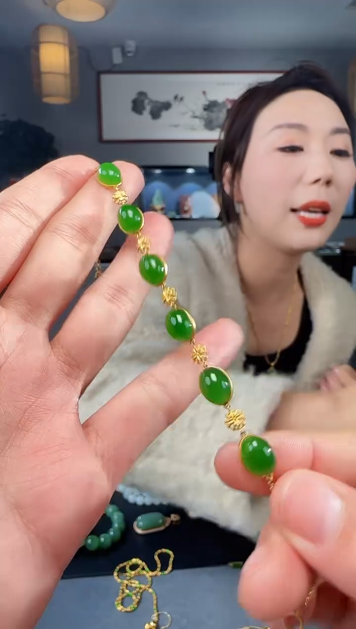【闪购商品】和田玉手链18K金镶嵌1