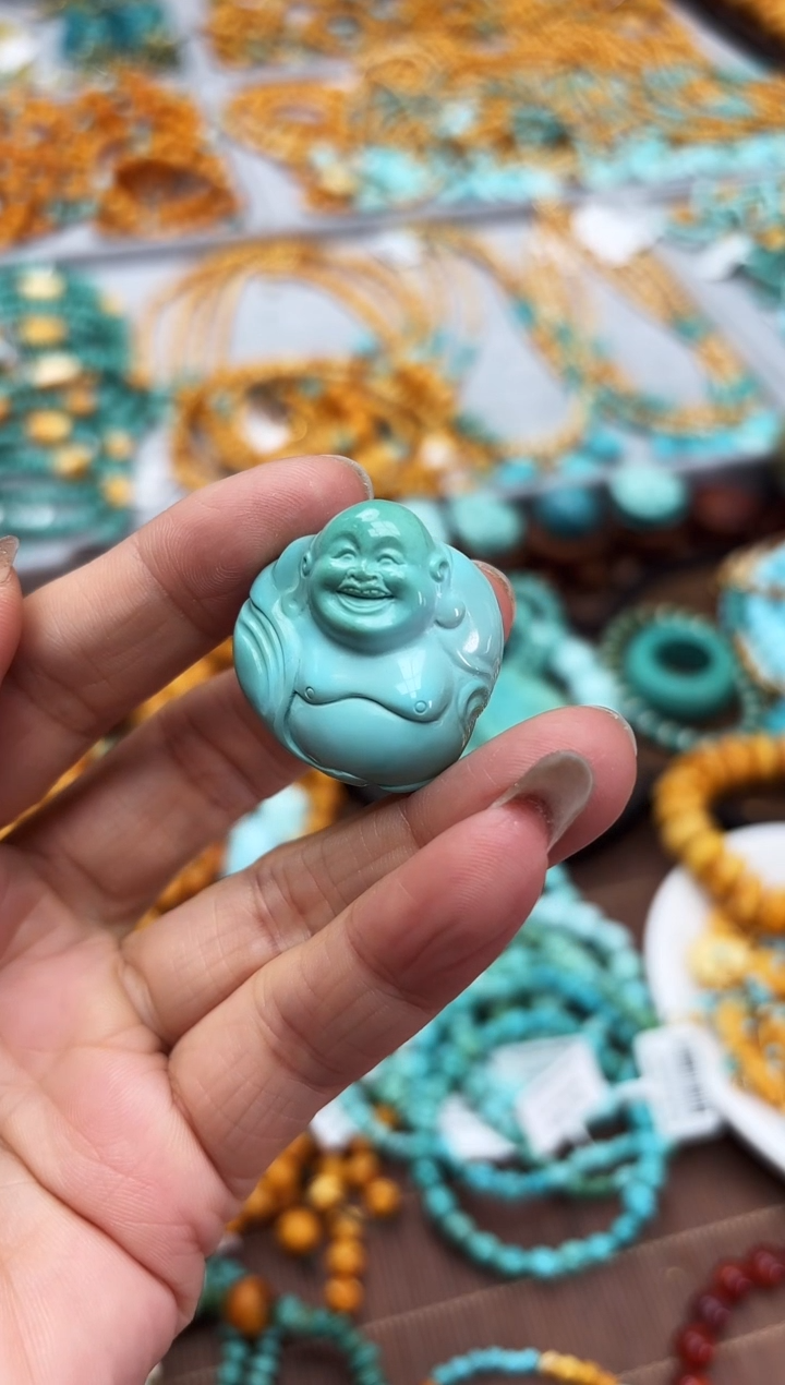 【闪购商品】绿松石雕件未镶嵌绿松石笑佛