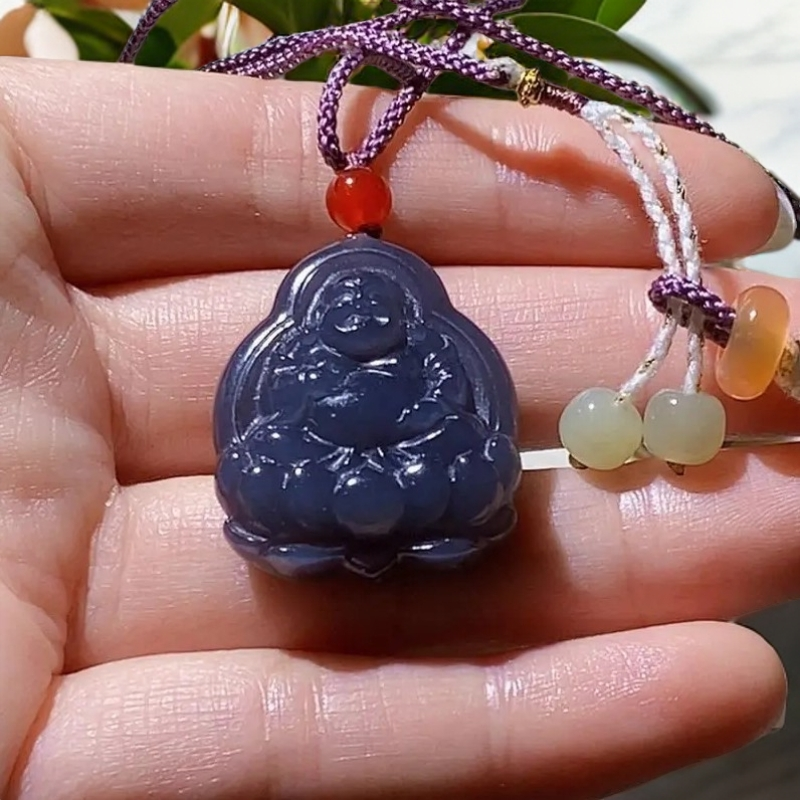 精品和田玉帝紫花开见佛