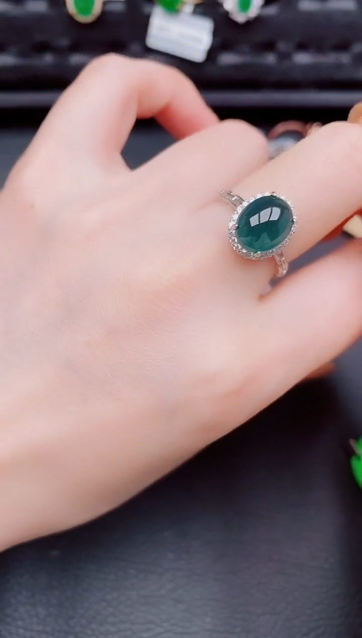 【闪购商品】翡翠戒指银S925镶嵌天然a货翡翠249