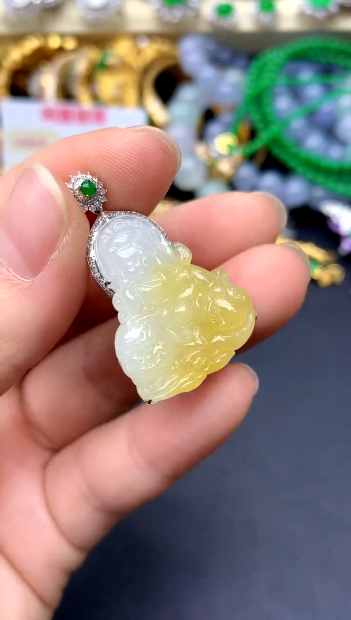 颈饰18K金镶嵌翡翠194 -中国好珍宝