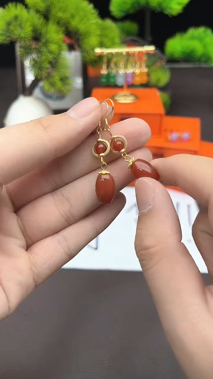 【闪购商品】南红玛瑙耳饰银S925镶嵌525000