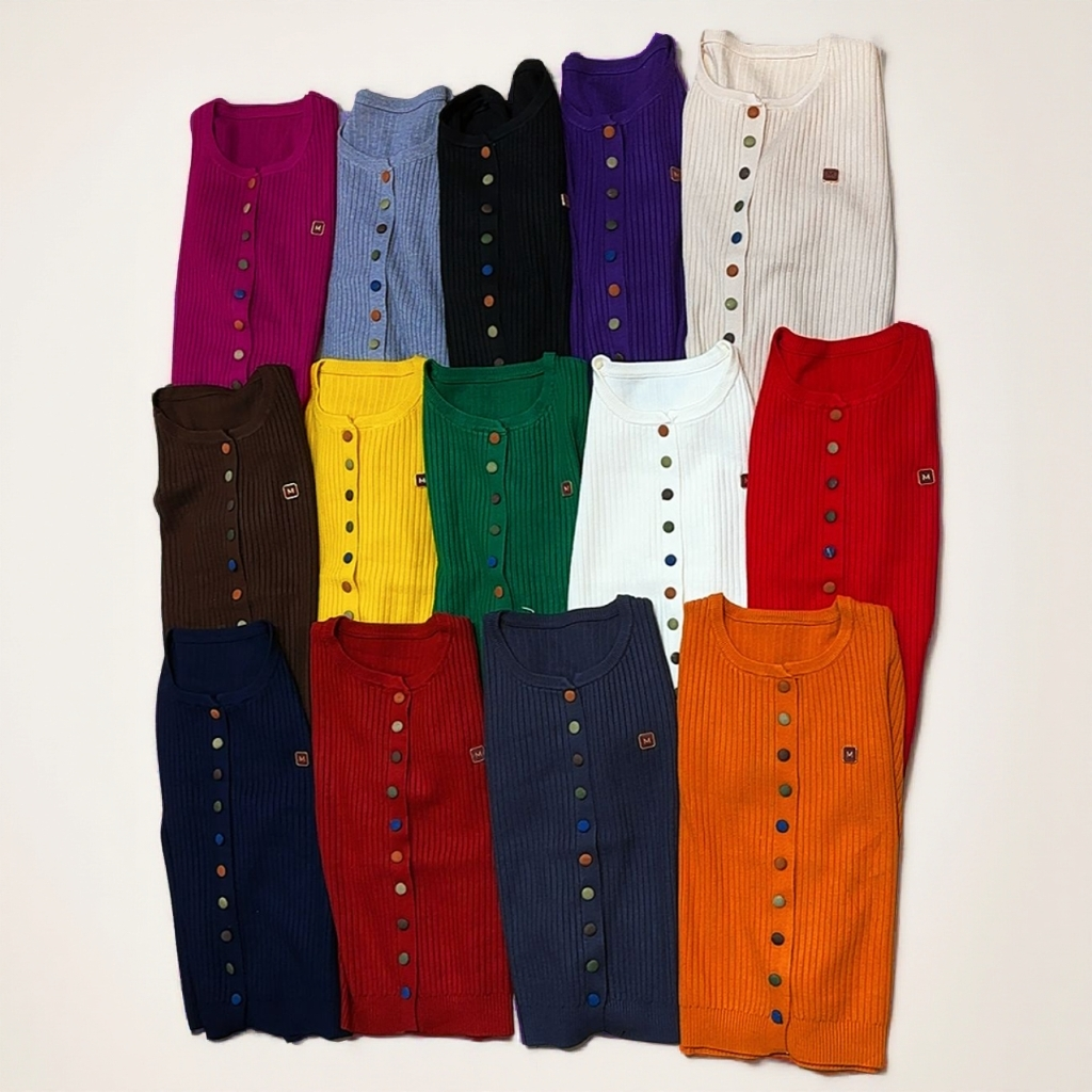 靓姿家 糖果色彩扣百搭开衫小毛衣