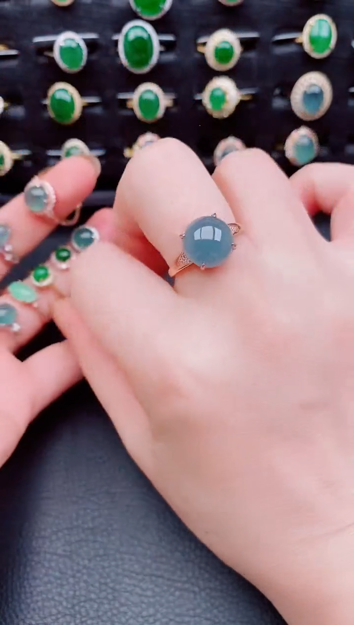 【闪购商品】翡翠戒指银S925镶嵌天然a货翡翠1