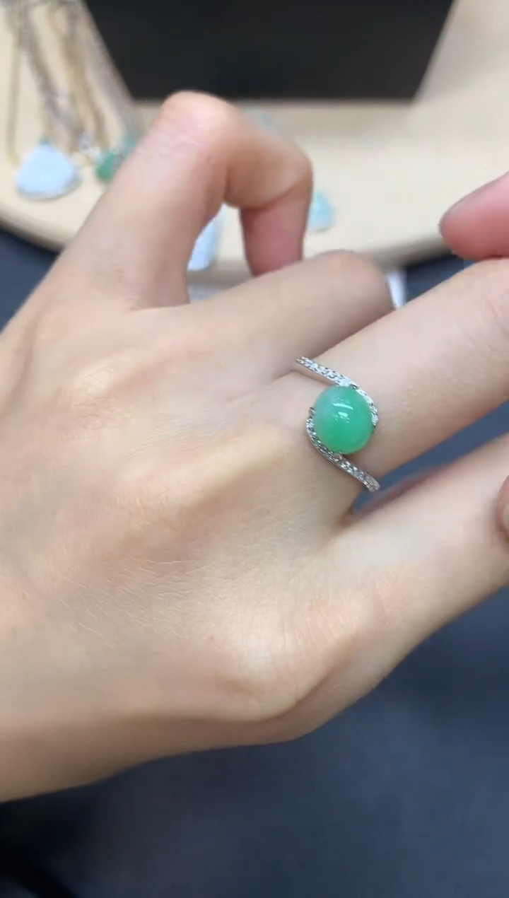【闪购商品】翡翠戒指银S925镶嵌蛋面【多样性发其一】