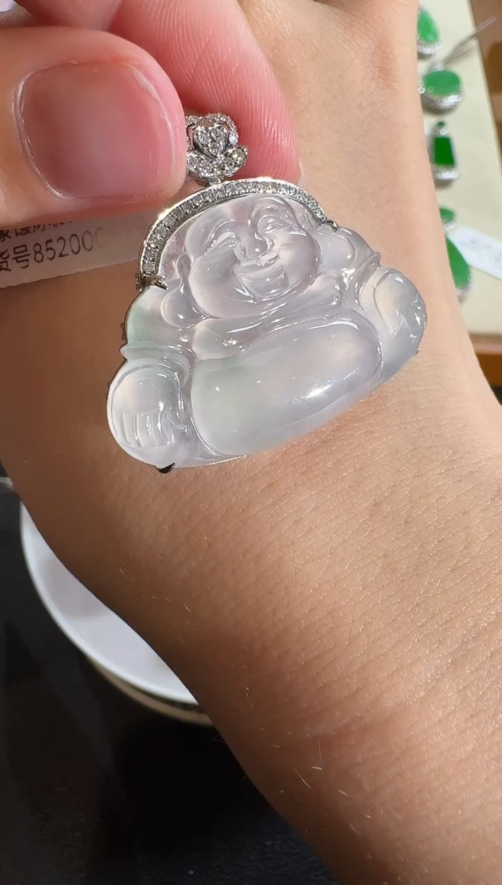 【闪购商品】翡翠吊坠(不含链)18K金镶嵌【源头工厂】钻石镶嵌