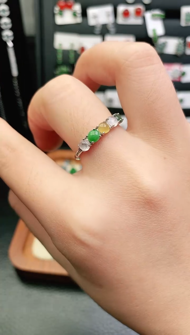 翡翠戒指银S925镶嵌0