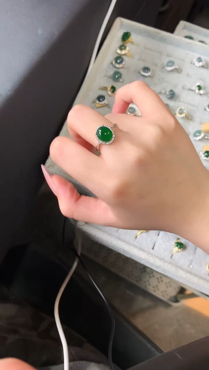 【闪购商品】翡翠戒指银S925镶嵌563141