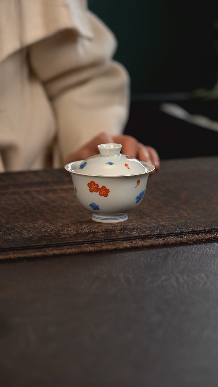 【闪购商品】杯聚澜堂矾红桃花鳜鱼盖碗