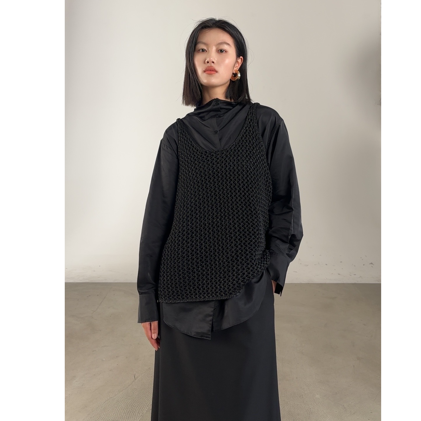 四季款套头意大利进口特色纱线设计感时尚镂空背心521181701