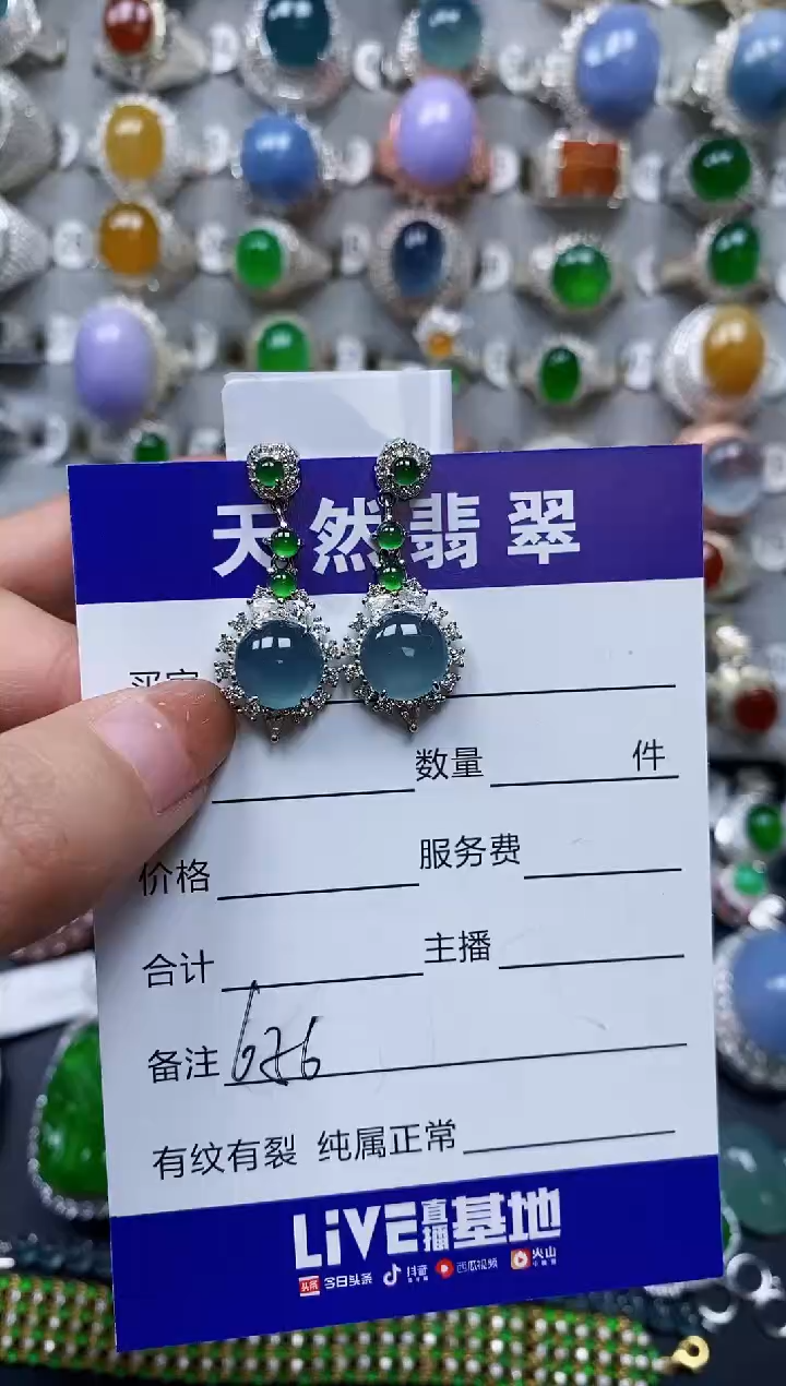 【闪购商品】翡翠耳饰银S925镶嵌0656