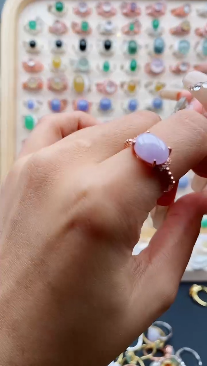 【闪购商品】翡翠戒指银S925镶嵌缅甸天然A货翡翠333  10+8