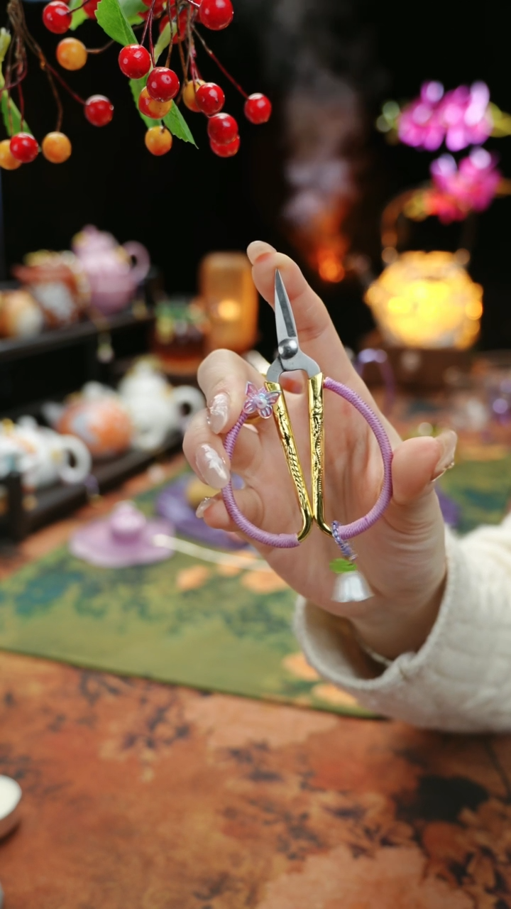 【闪购商品】紫色手工茶袋小剪刀