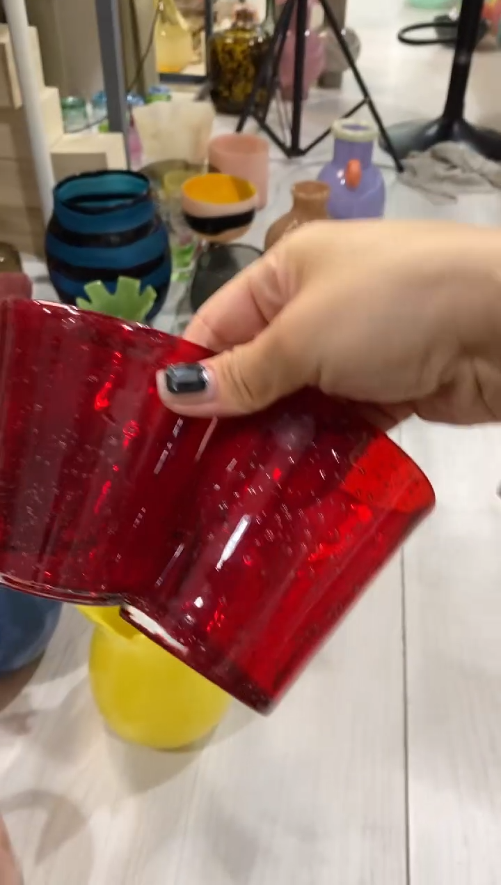 慕忆家手作琉璃花瓶一对瑕