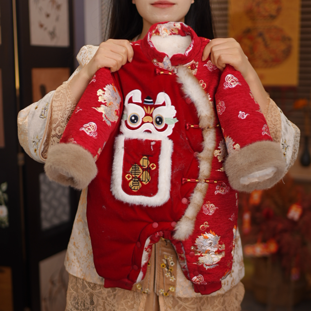 2026新款【福龙贺岁】秋冬季婴童秋加绒加厚爬爬服外套25P024