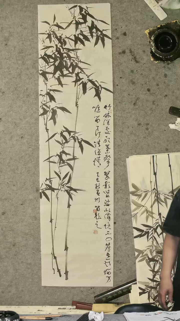 国画四尺条屏 墨竹 一张