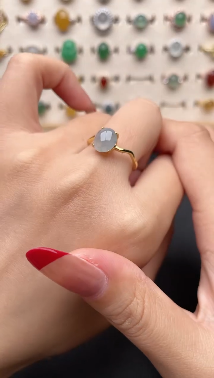 【闪购商品】翡翠戒指银S925镶嵌一物一证一礼盒