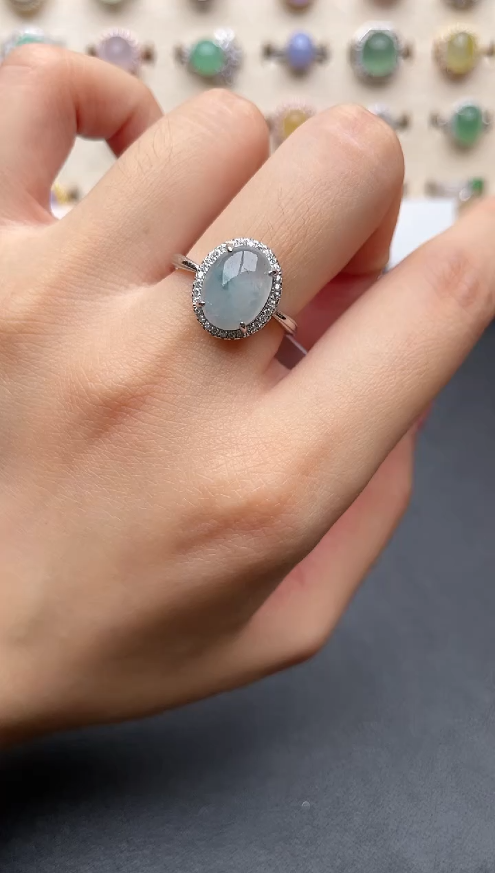 【闪购商品】翡翠戒指银S925镶嵌一物一证一礼盒