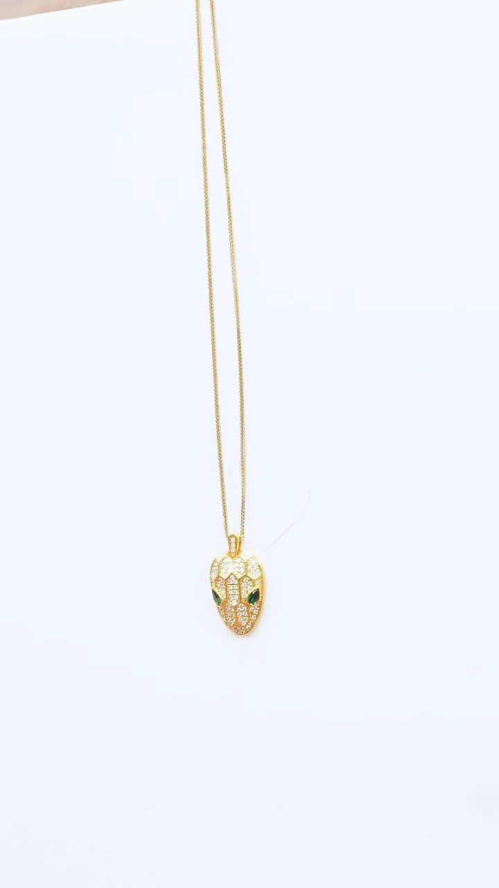 【闪购商品】玛瑙/玉髓吊坠(不含链)18K金镶嵌不含链 蛇头