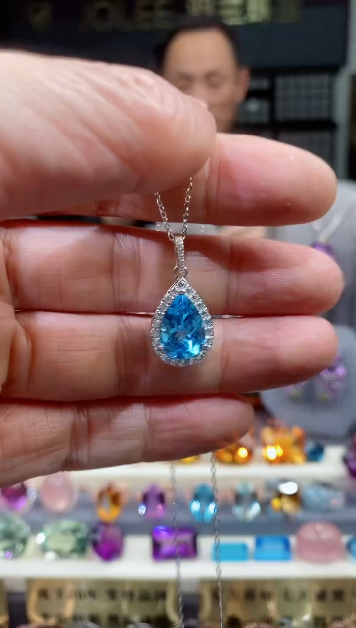 【闪购商品】托帕石吊坠银S925镶嵌托帕石吊坠