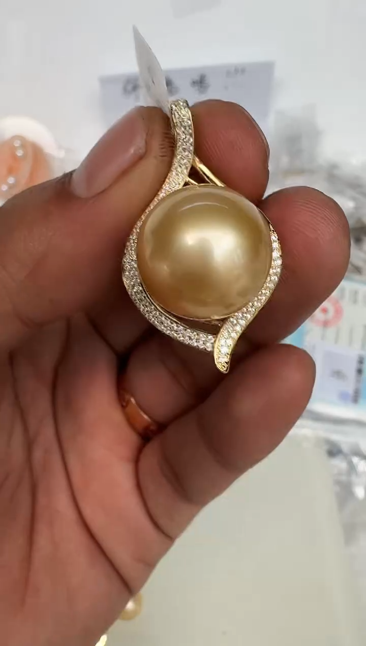 颈饰银S925镶嵌海水珍珠吊坠