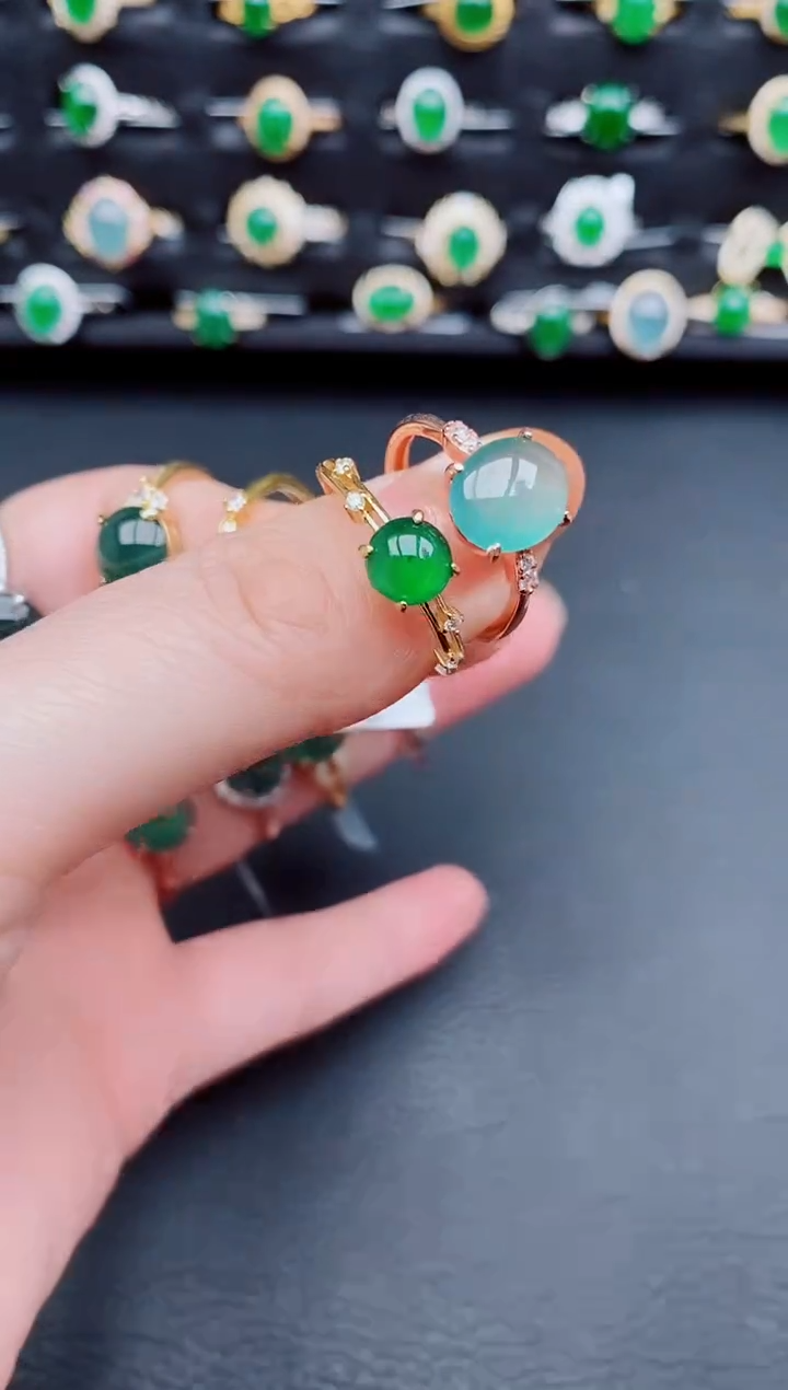【闪购商品】翡翠戒指银S925镶嵌天然a货翡翠5
