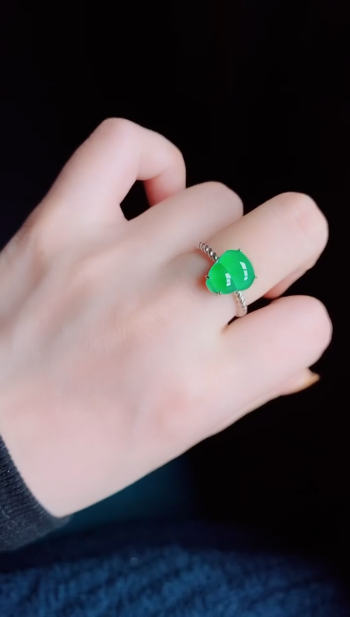 【闪购商品】翡翠戒指银S925镶嵌天然a货翡翠457