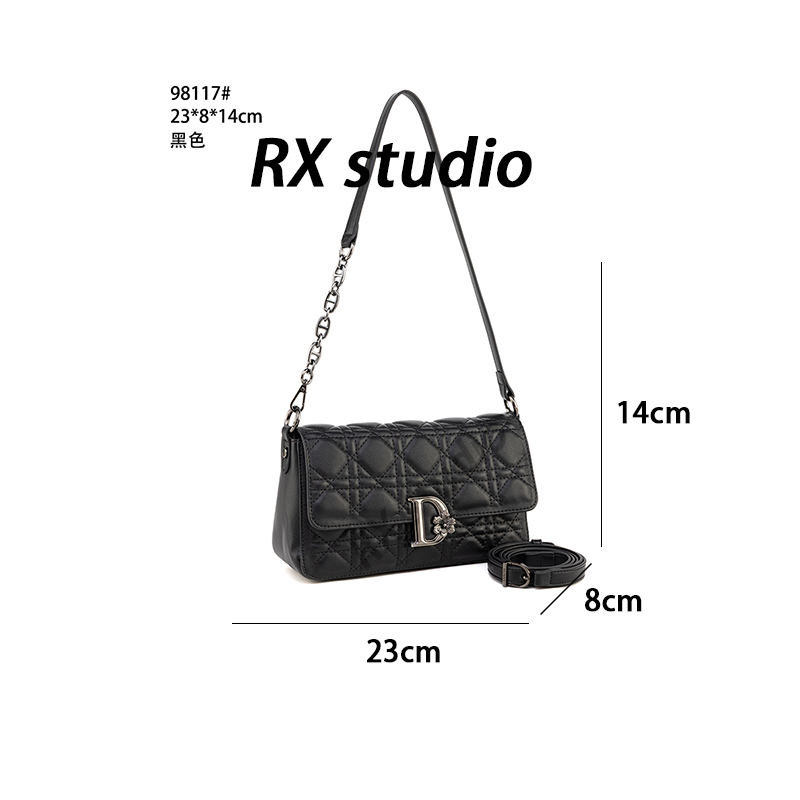 【南沙瑞熙】QYX-98117-黑色-轻奢小众设计感时尚百搭女士包
