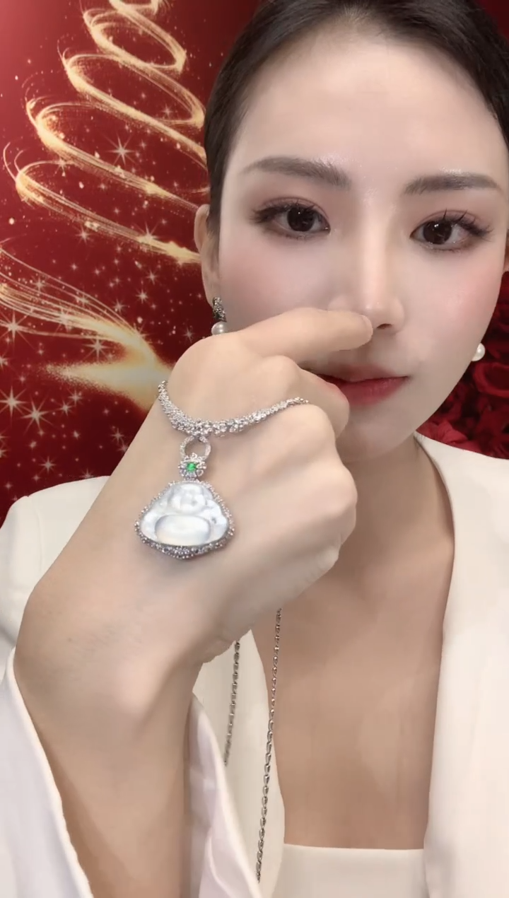 吊坠(不含链)18K金镶嵌翡翠D5