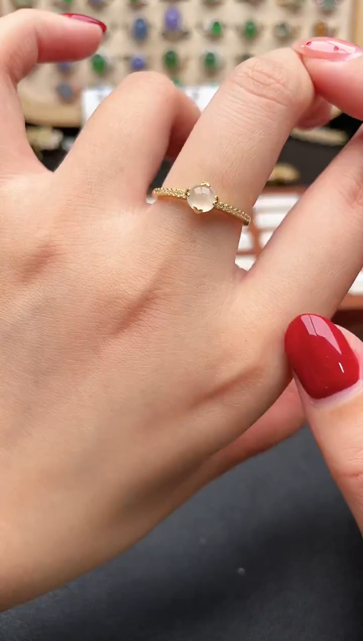 银S925镶嵌戒指翡翠一物一证一礼盒