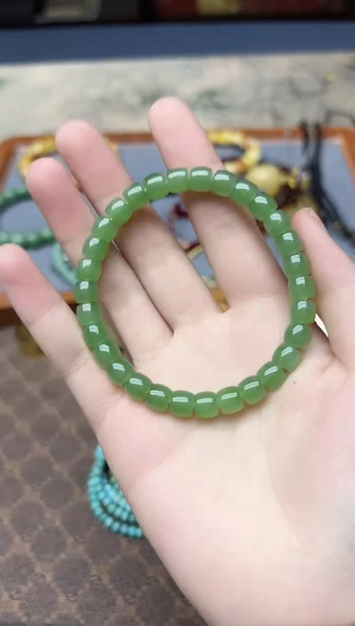 未镶嵌和田玉挂件碧玉老型直切手串7mmXEZB