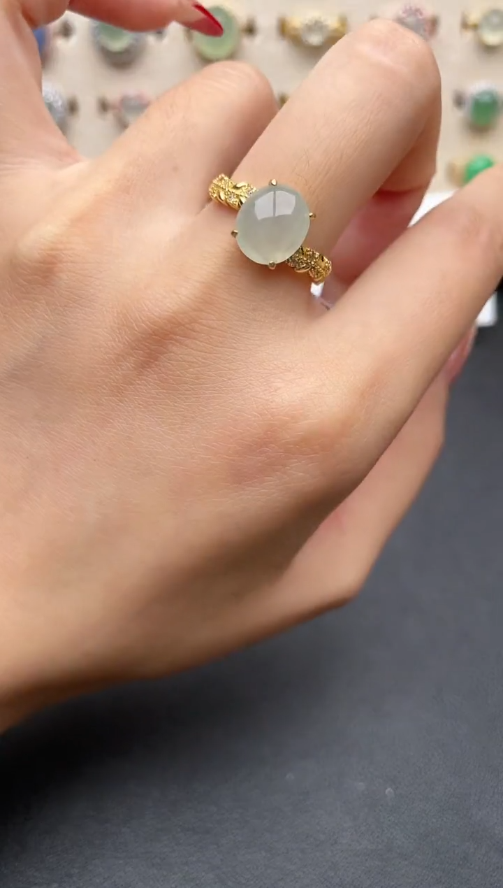 【闪购商品】翡翠戒指银S925镶嵌一物一证一礼盒