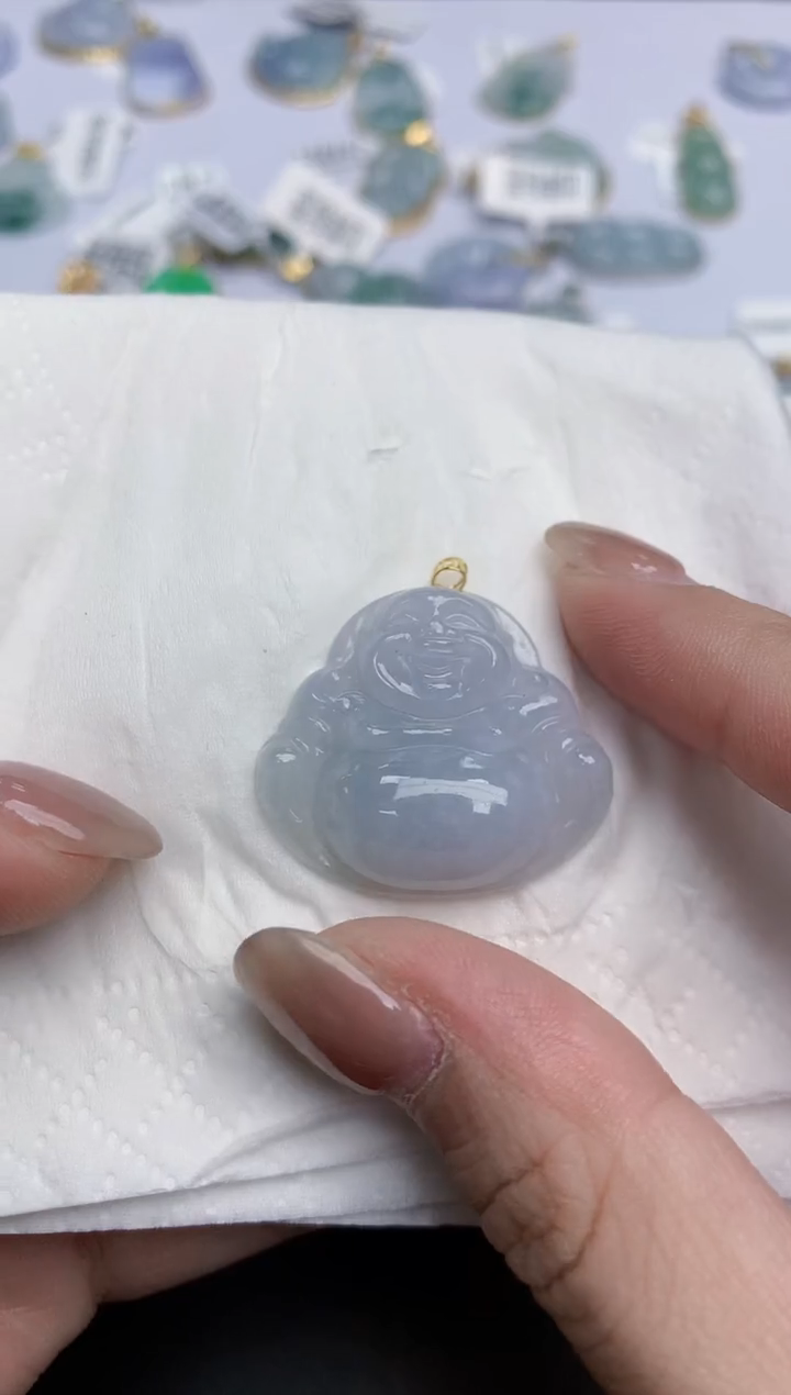 【闪购商品】翡翠颈饰18K金镶嵌天然缅甸翡翠A货