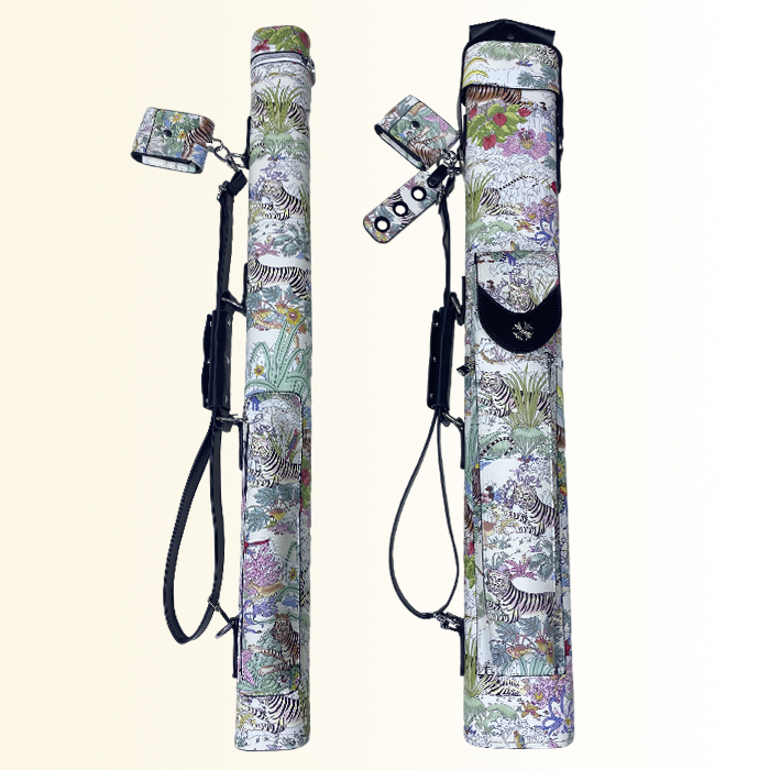 老虎丛林幻境款/2孔/4孔/大头杆桶手工缝制防撞克罗心台球杆包