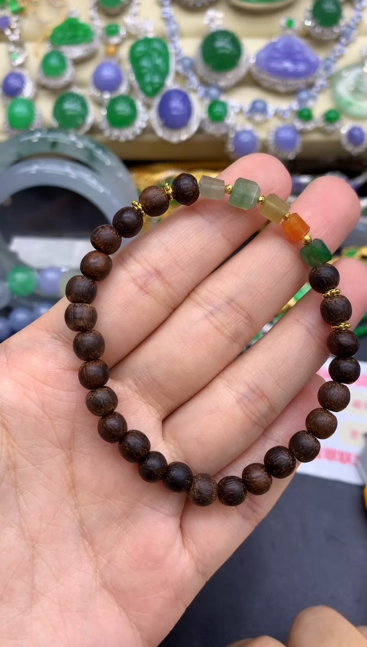 足金镶嵌手链翡翠238-中国好珍宝