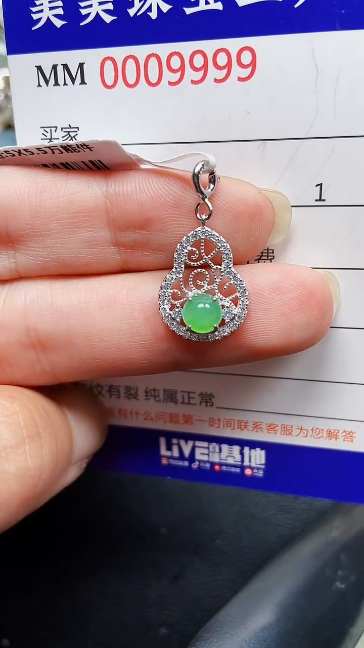 颈饰银S925镶嵌翡翠9999