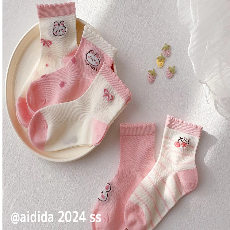 E130爱滴答儿童小兔粉色系短袜