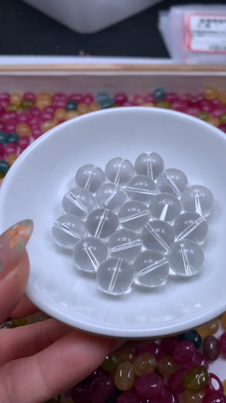 未镶嵌珠宝半成品水晶B1398 白水晶12mm5个9.9元