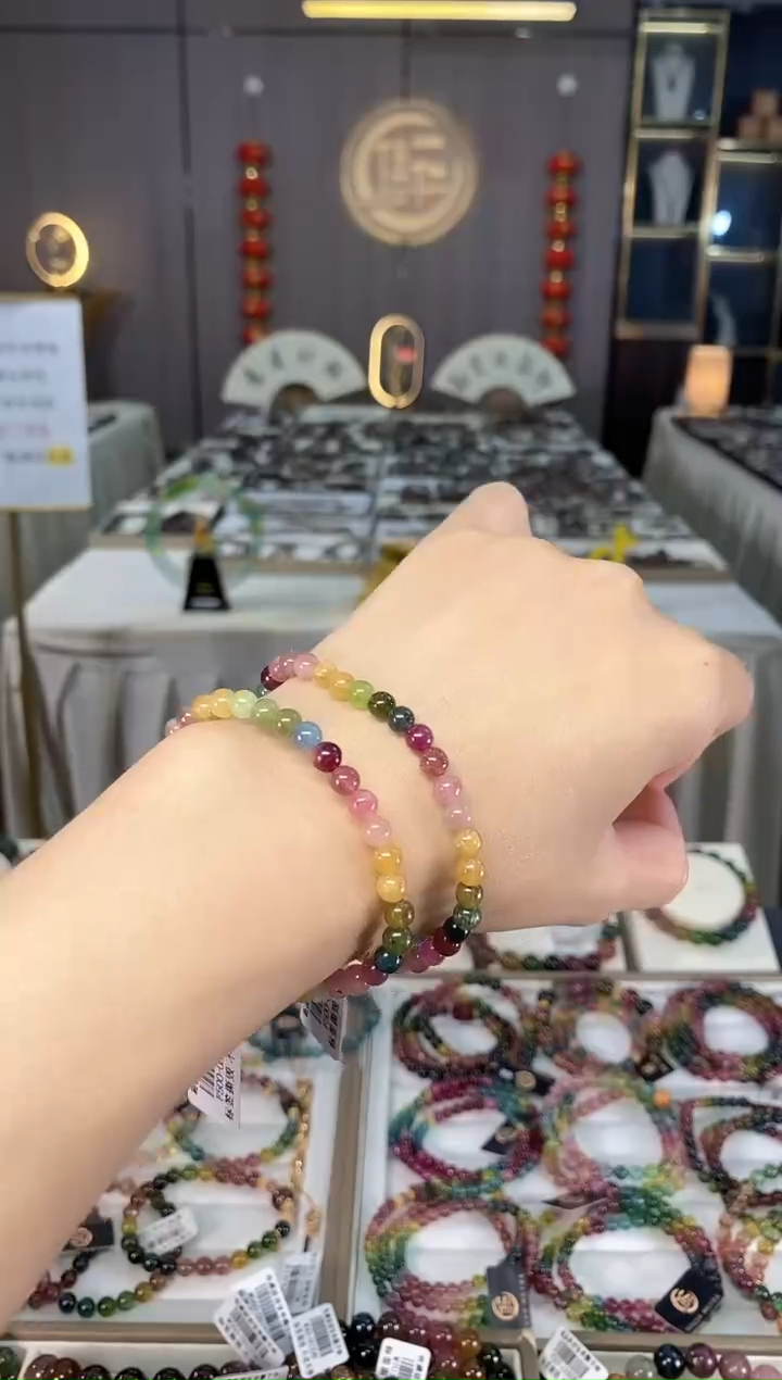 未镶嵌老矿碧玺彩虹单圈手串5mm+碧玺多样性发一条hon