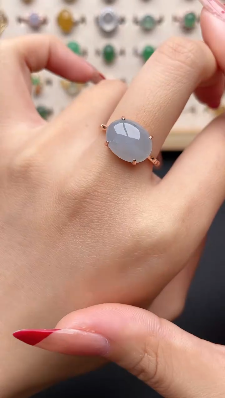 【闪购商品】翡翠戒指银S925镶嵌一物一证一礼盒