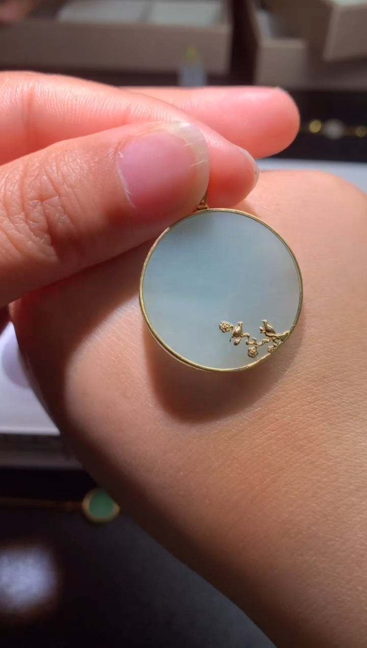 【闪购商品】翡翠颈饰18K金镶嵌净货