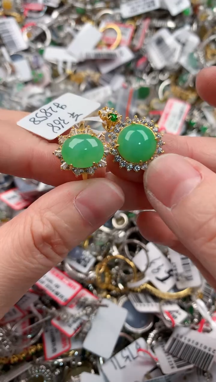 银S925镶嵌戒指翡翠444----3