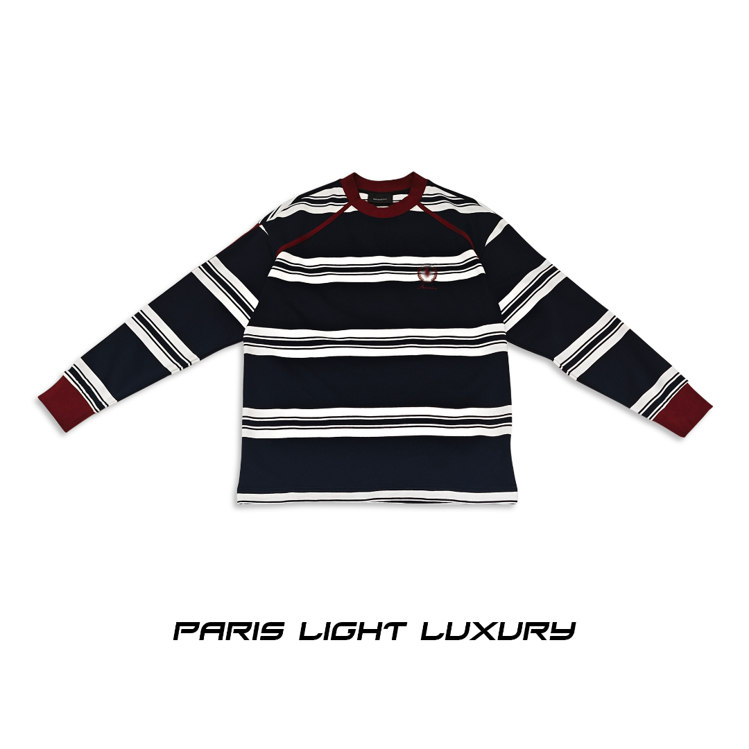 2025新款条纹拼接休闲百搭时尚卫衣-TX418