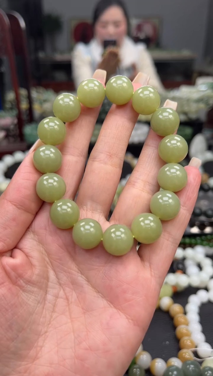 【闪购商品】和田玉手串未镶嵌新疆若羌黄口卡14