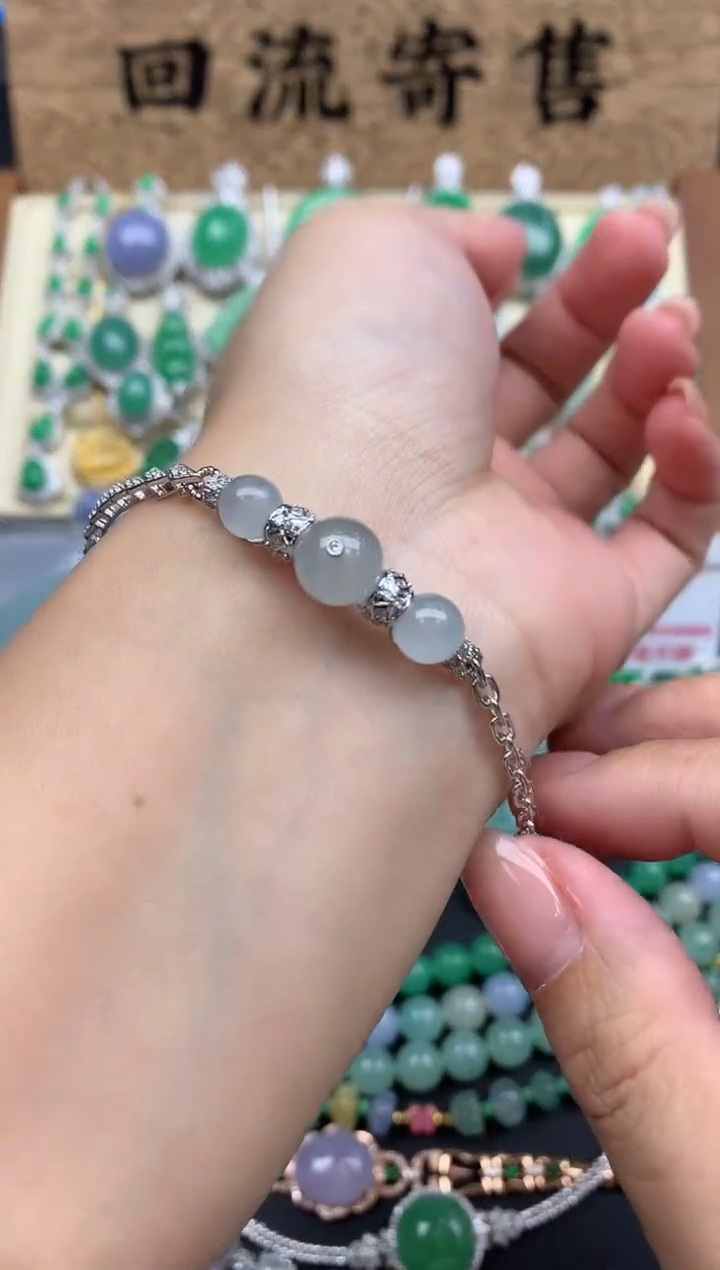 【闪购商品】翡翠手串18K金镶嵌510-中国好珍宝