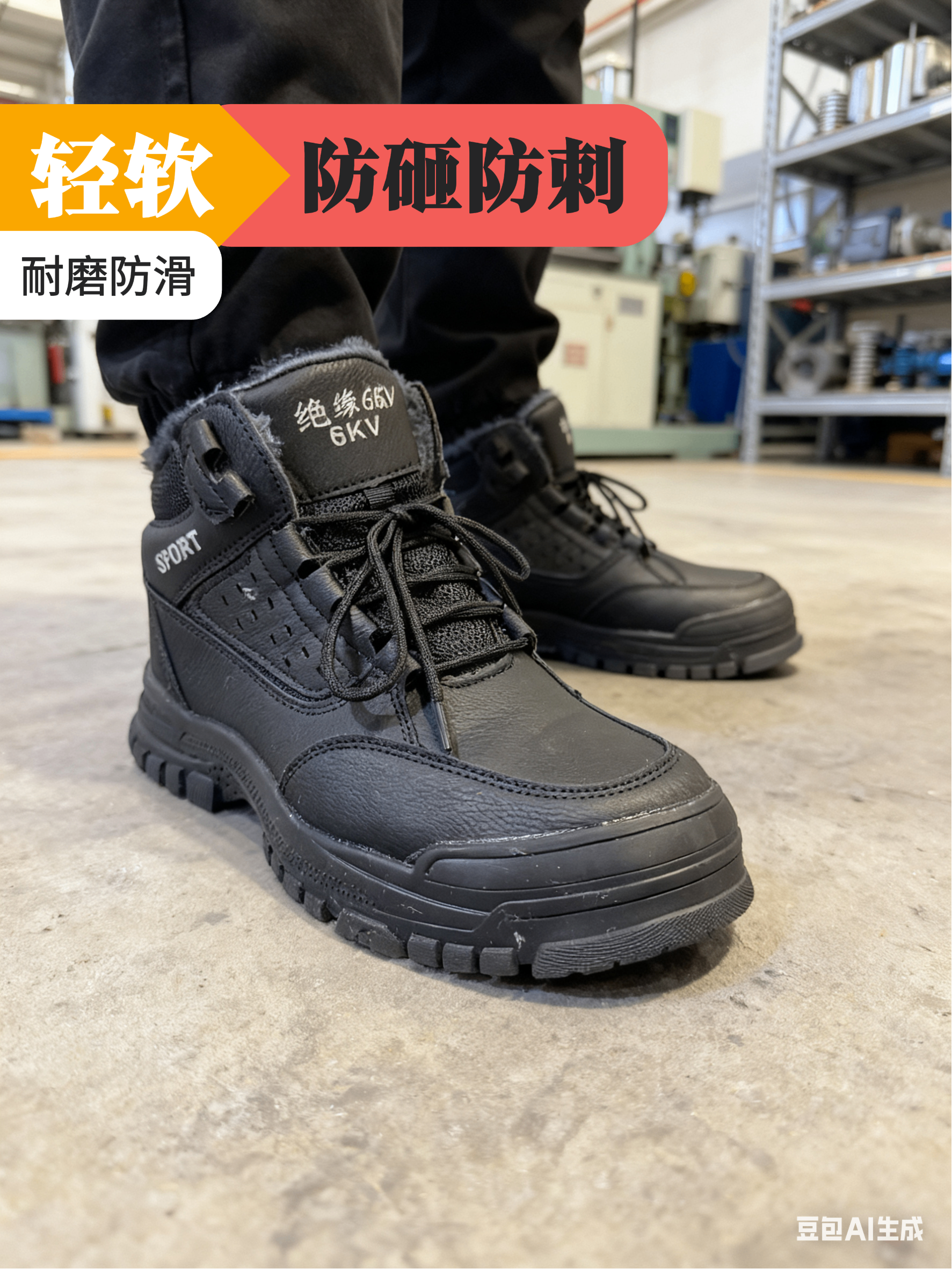 2026新款冬季加绒劳保鞋男钢包头防砸防刺绝缘保暖耐磨中帮工作鞋